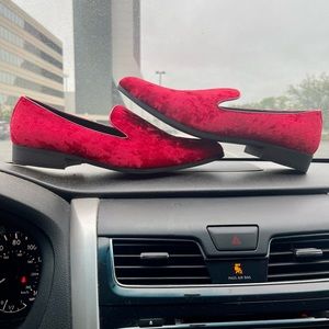 Velvet Men's Slip on Loafers (Red / Black) (Size 13)